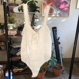 NWOT Free People Lace-up Eyelet Bodysuit